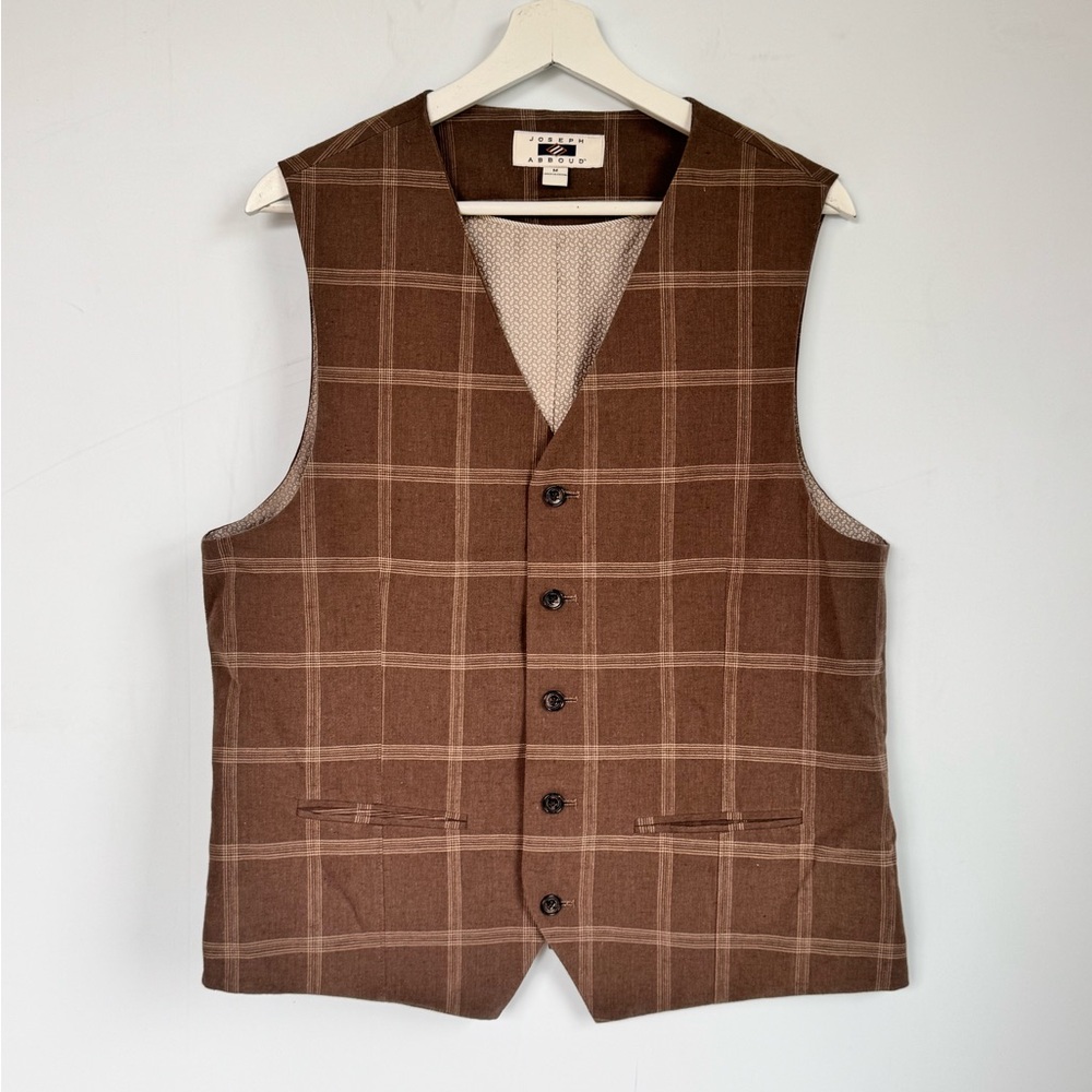 vintage joseph abound plaid brown mens vest size medium